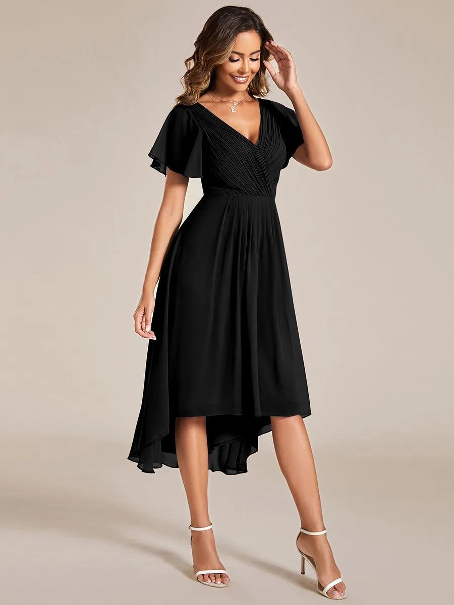 Taille personnalisée Robe d'invité de mariage chic à col en V