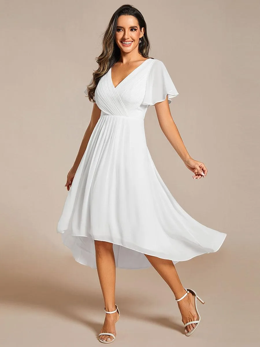 Taille personnalisée Robe d'invité de mariage chic à col en V