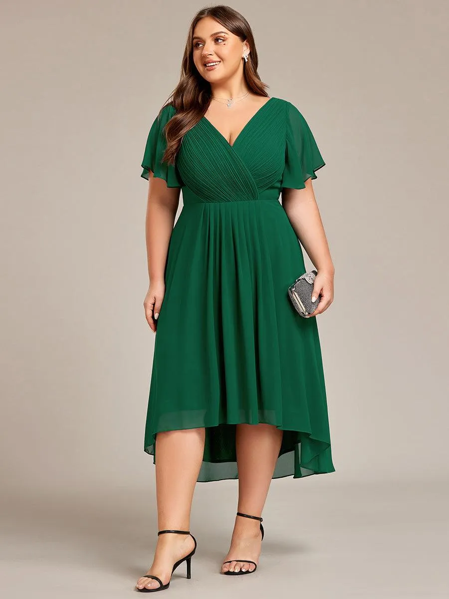 Taille personnalisée Robe d'invité de mariage chic à col en V