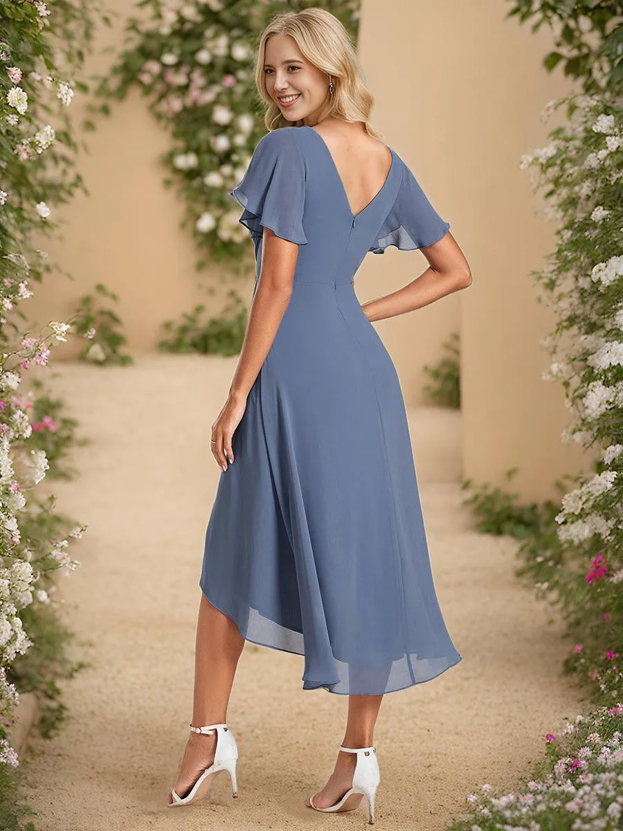 Taille personnalisée Robe d'invité de mariage chic à col en V