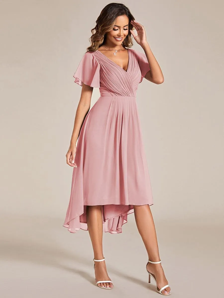 Taille personnalisée Robe d'invité de mariage chic à col en V
