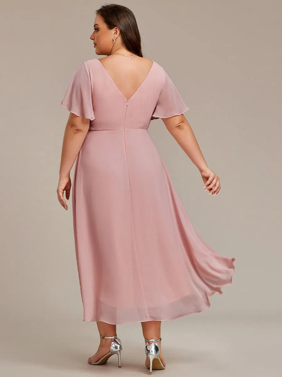 Taille personnalisée Robe d'invité de mariage chic à col en V