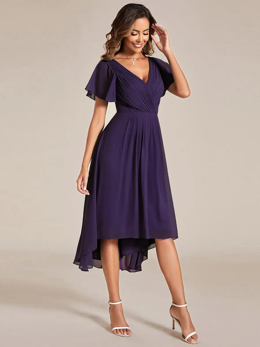 Taille personnalisée Robe d'invité de mariage chic à col en V