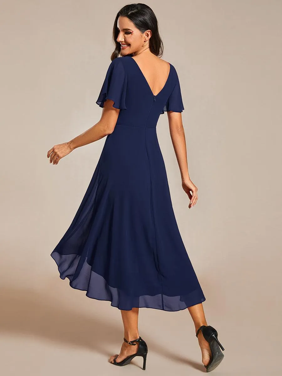 Taille personnalisée Robe d'invité de mariage chic à col en V