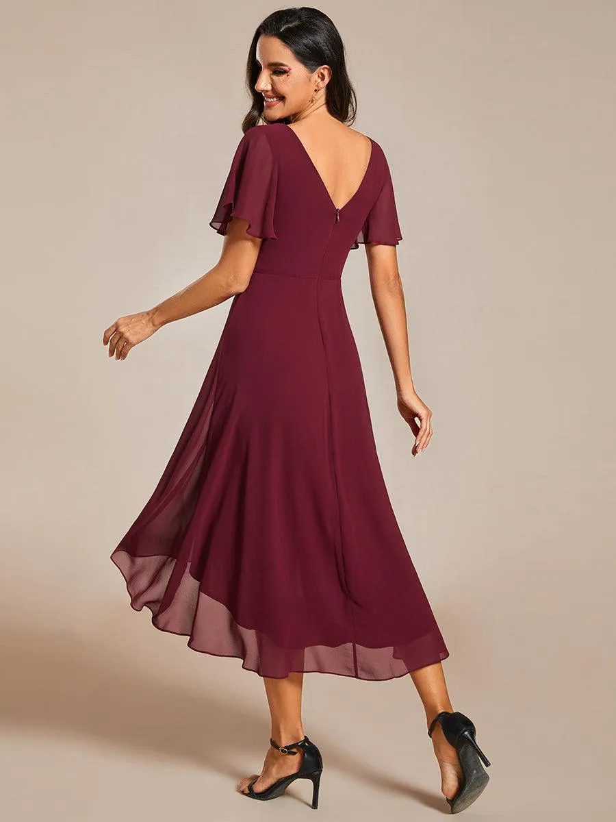 Taille personnalisée Robe d'invité de mariage chic à col en V