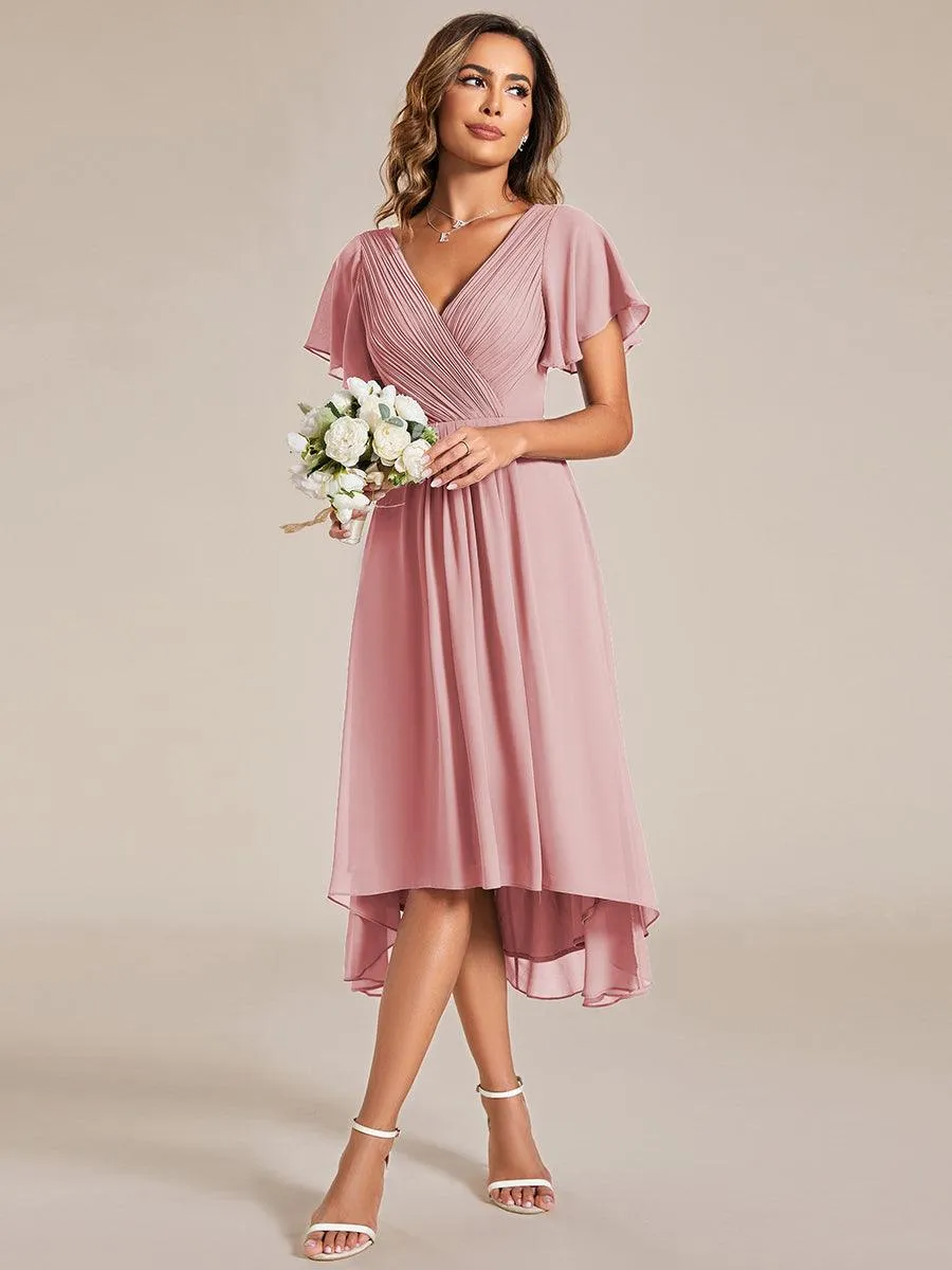 Taille personnalisée Robe d'invité de mariage chic à col en V