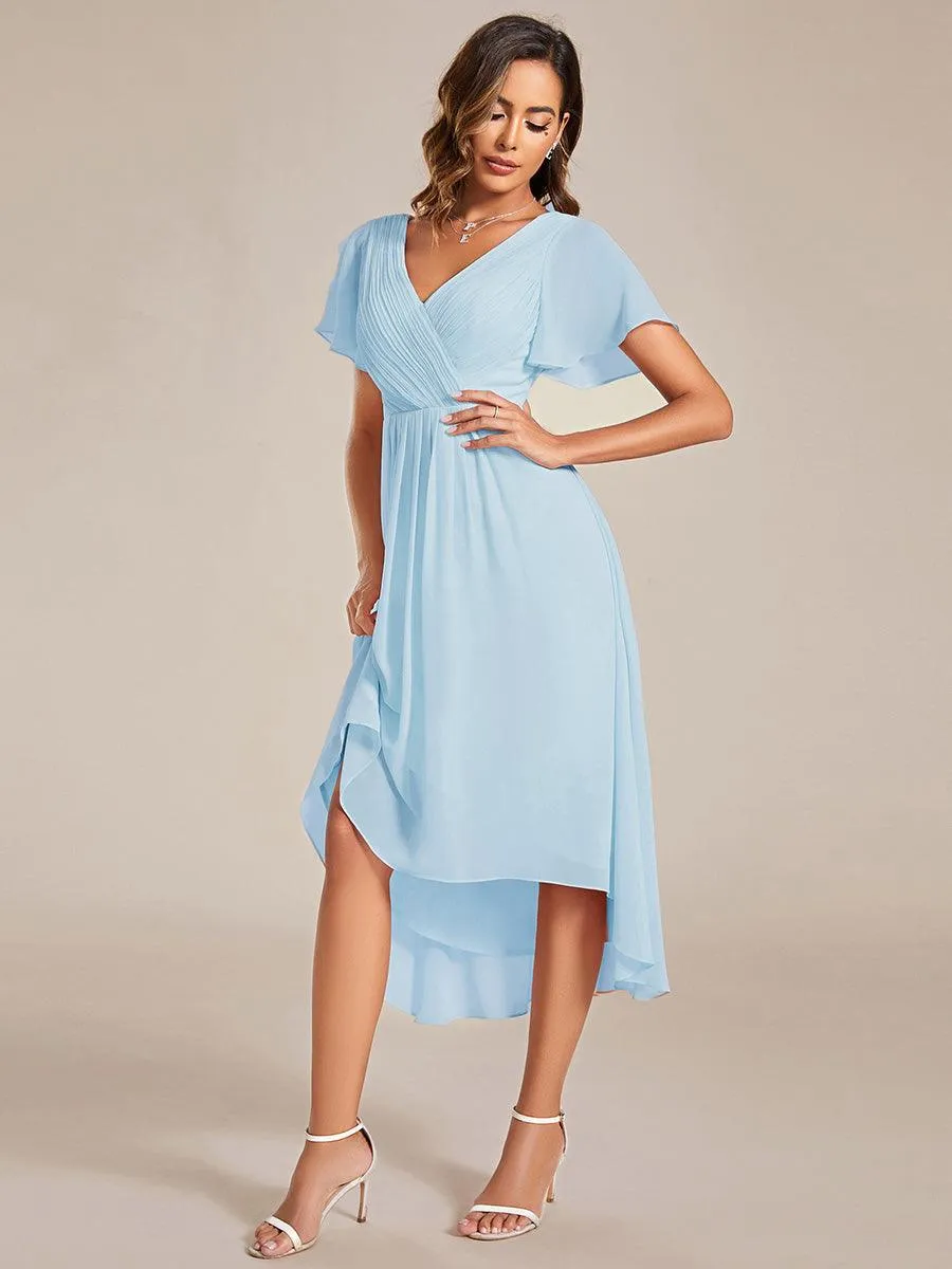 Taille personnalisée Robe d'invité de mariage chic à col en V