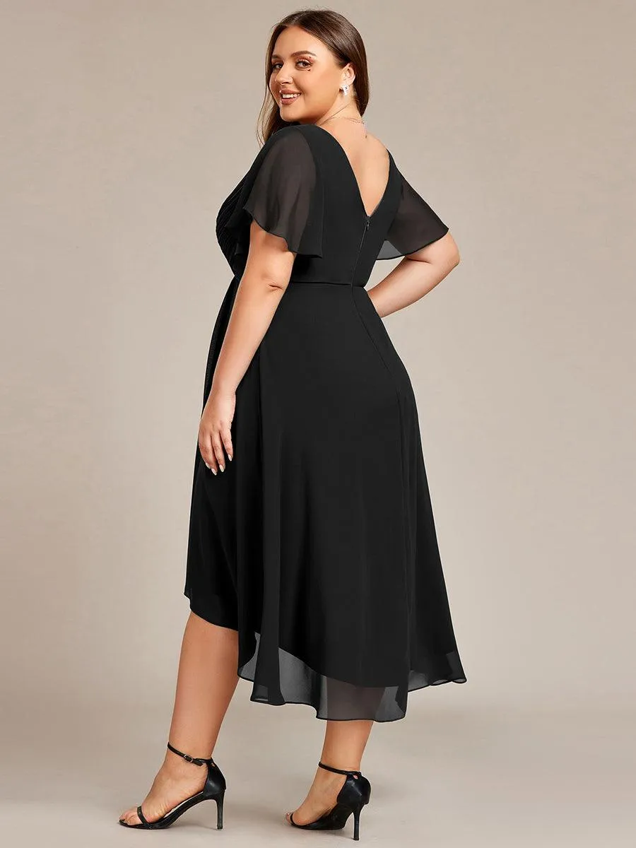 Taille personnalisée Robe d'invité de mariage chic à col en V