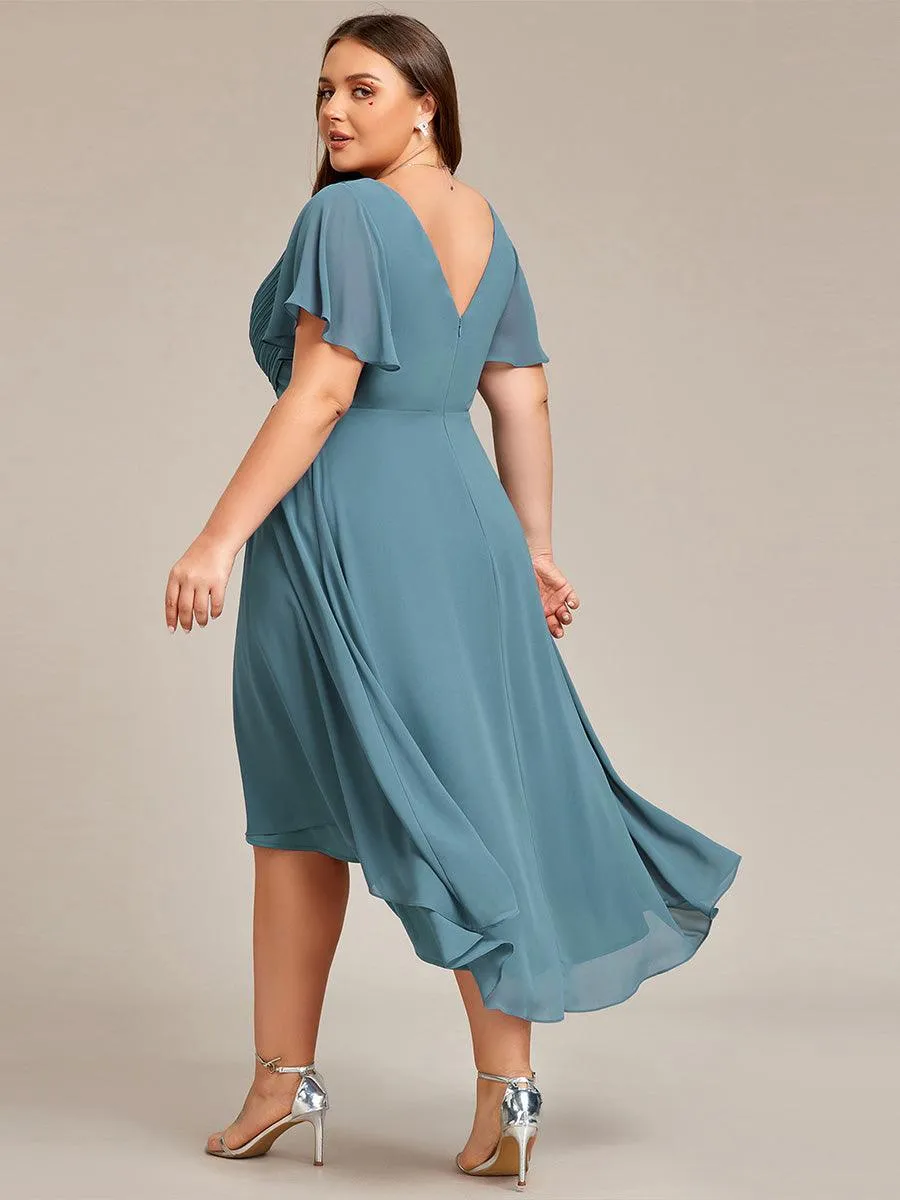 Taille personnalisée Robe d'invité de mariage chic à col en V