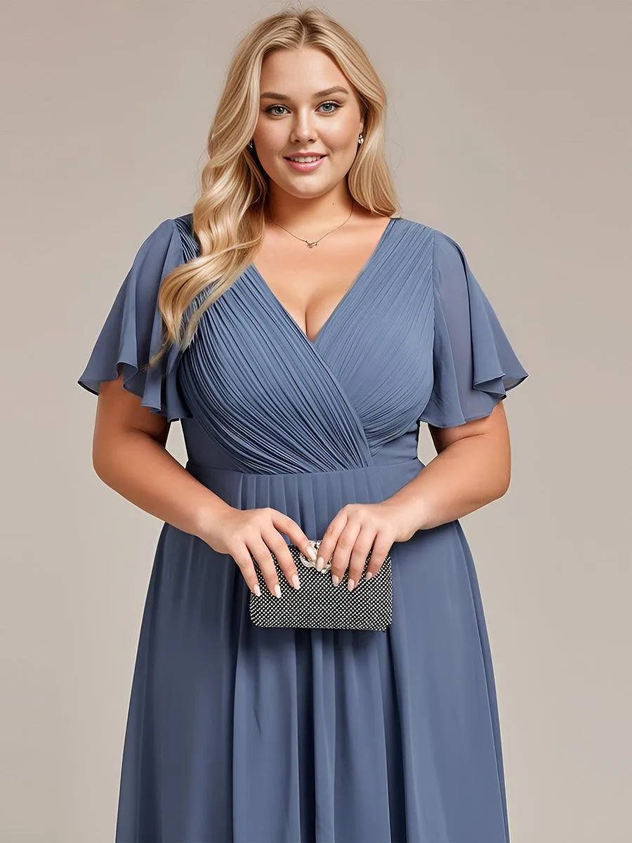 Taille personnalisée Robe d'invité de mariage chic à col en V