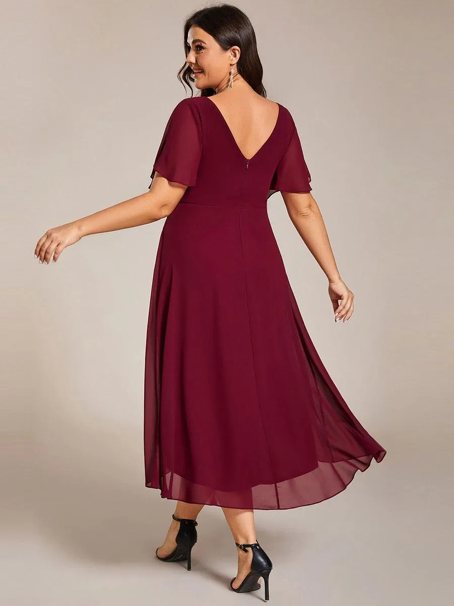 Taille personnalisée Robe d'invité de mariage chic à col en V