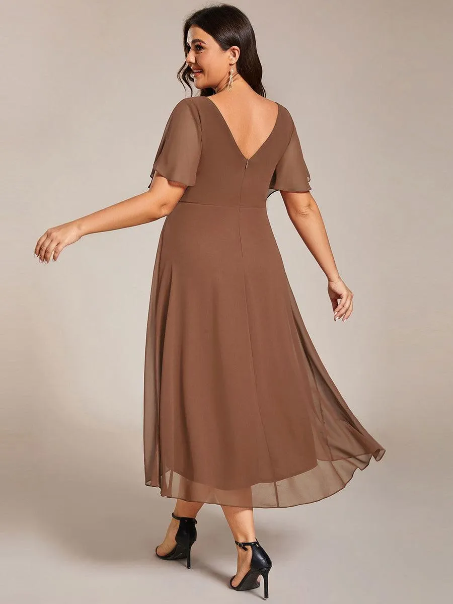 Taille personnalisée Robe d'invité de mariage chic à col en V