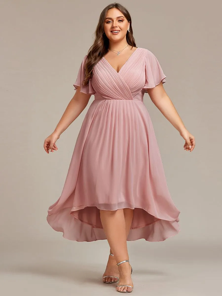 Taille personnalisée Robe d'invité de mariage chic à col en V