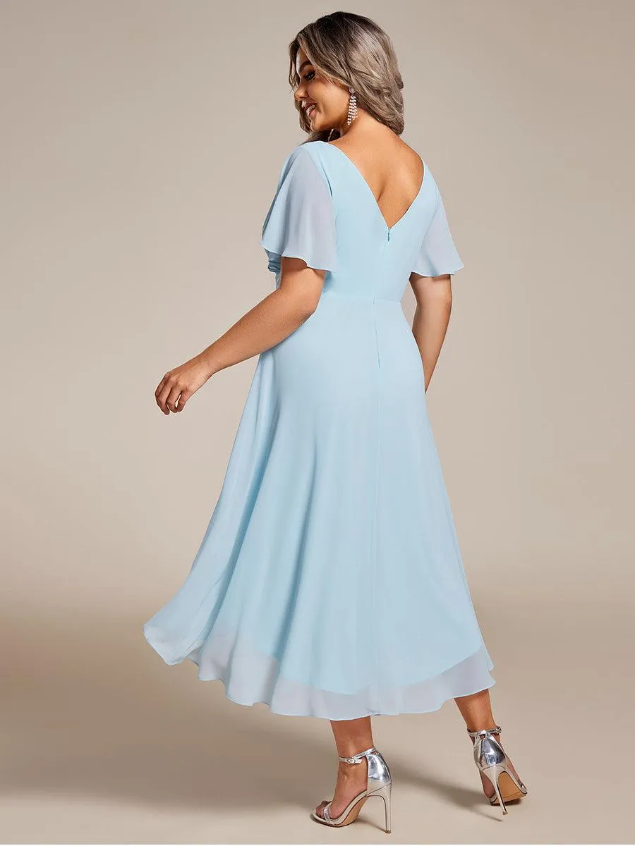Taille personnalisée Robe d'invité de mariage chic à col en V