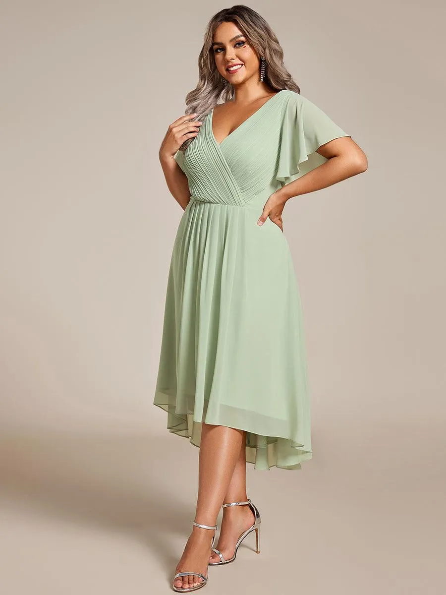 Taille personnalisée Robe d'invité de mariage chic à col en V