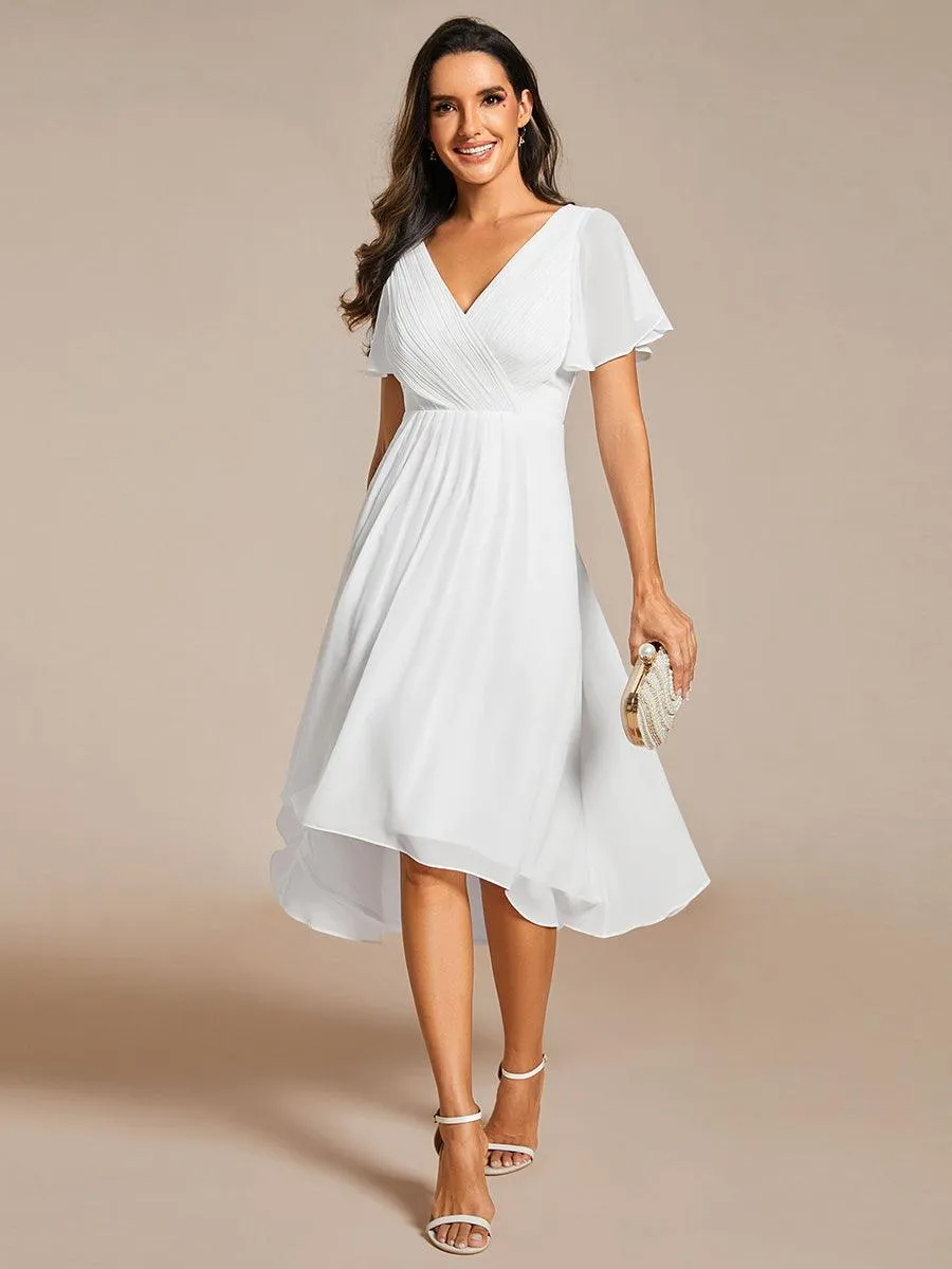 Taille personnalisée Robe d'invité de mariage chic à col en V