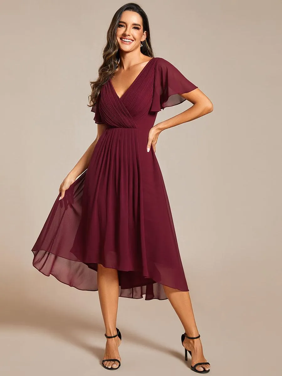 Taille personnalisée Robe d'invité de mariage chic à col en V