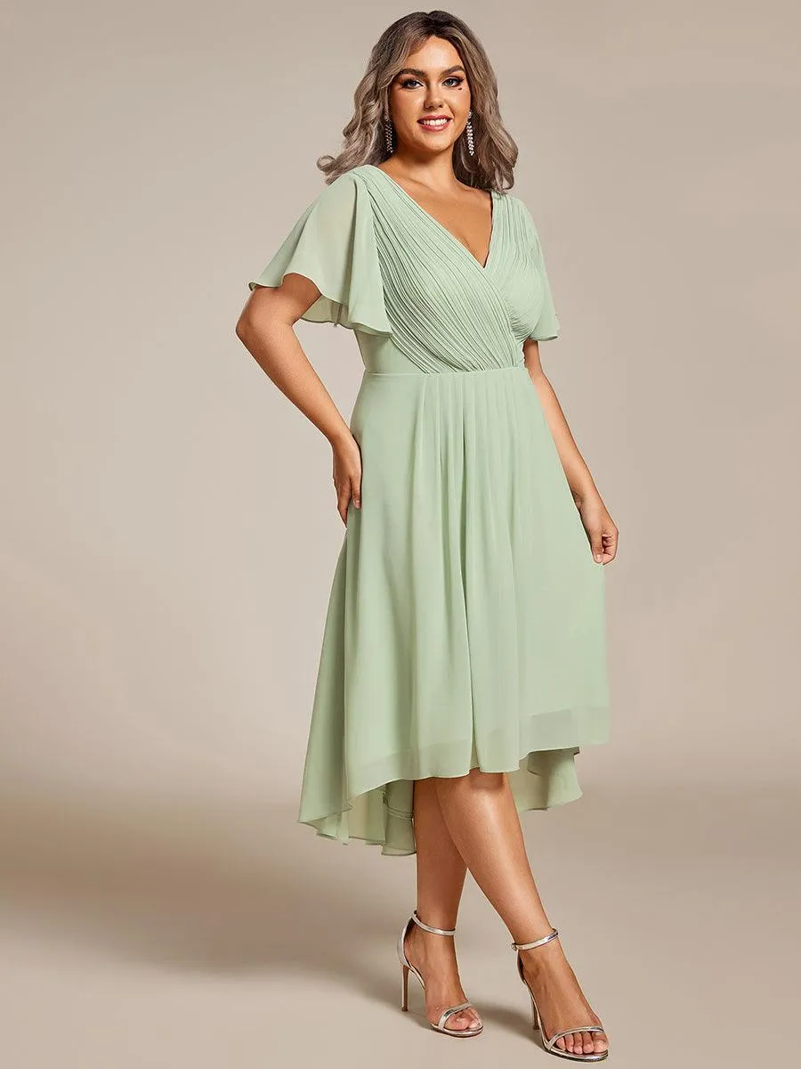 Taille personnalisée Robe d'invité de mariage chic à col en V