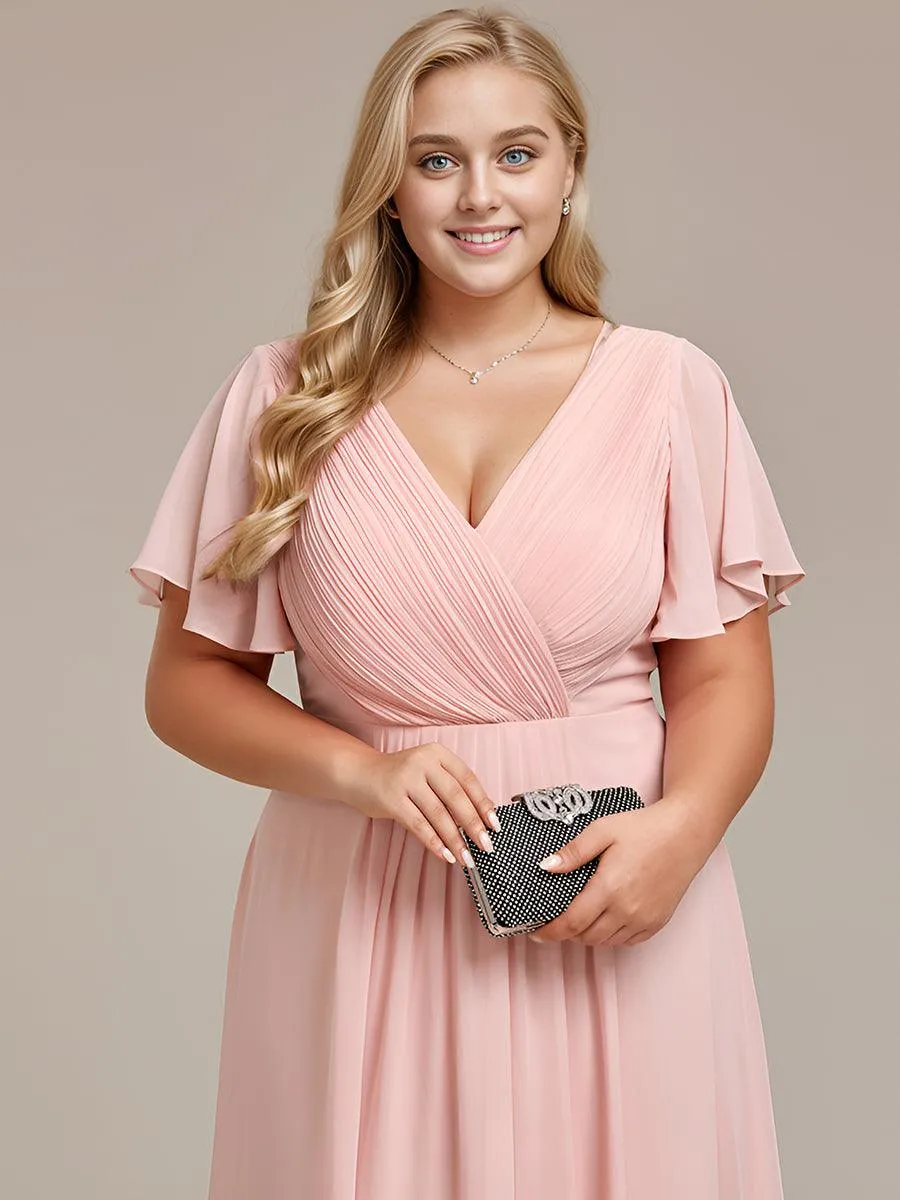 Taille personnalisée Robe d'invité de mariage chic à col en V