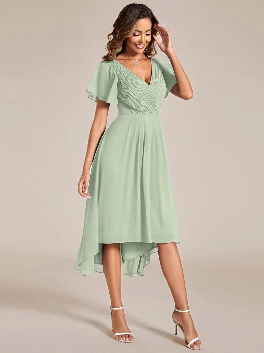 Taille personnalisée Robe d'invité de mariage chic à col en V