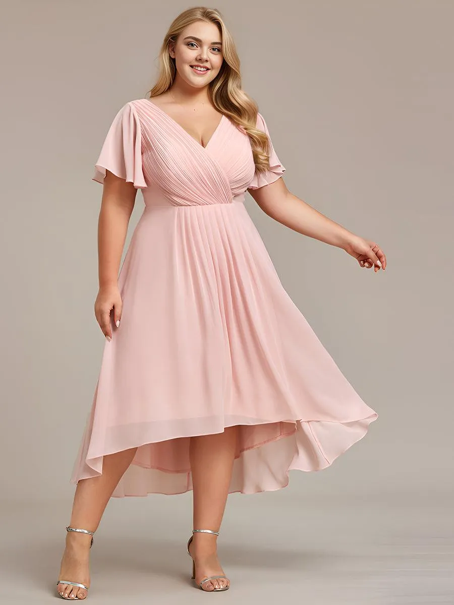 Taille personnalisée Robe d'invité de mariage chic à col en V