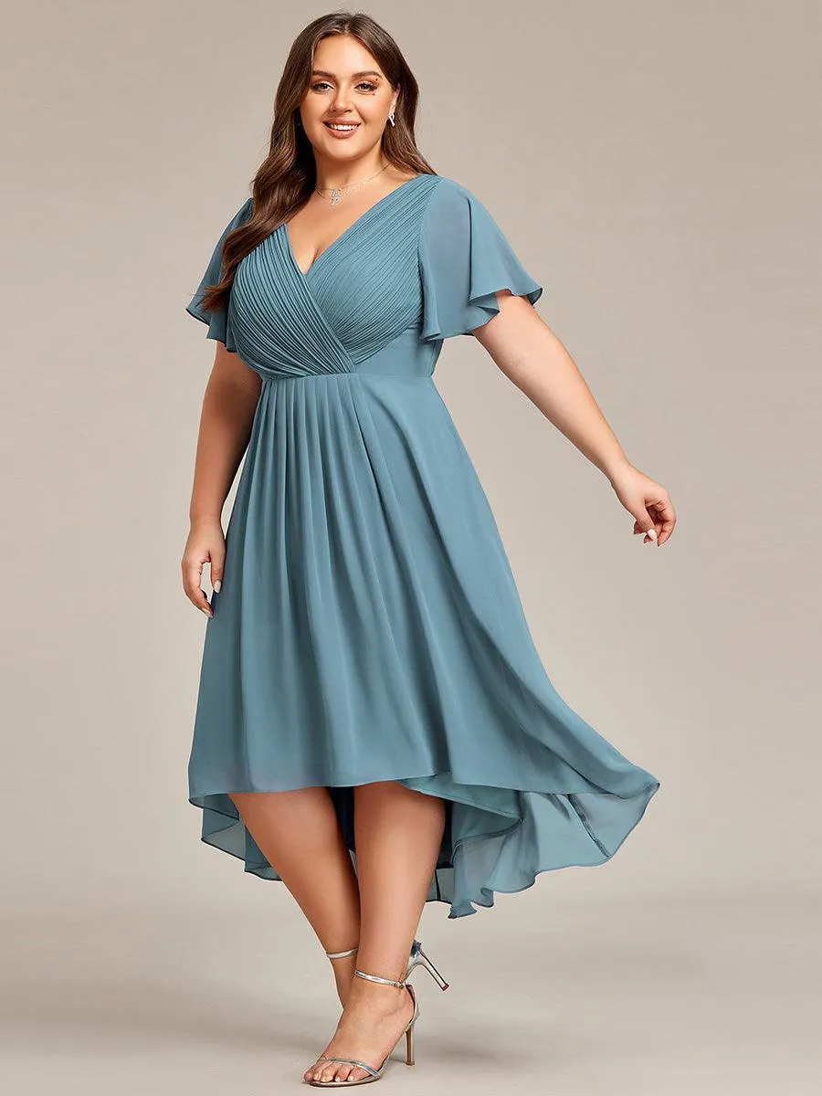Taille personnalisée Robe d'invité de mariage chic à col en V