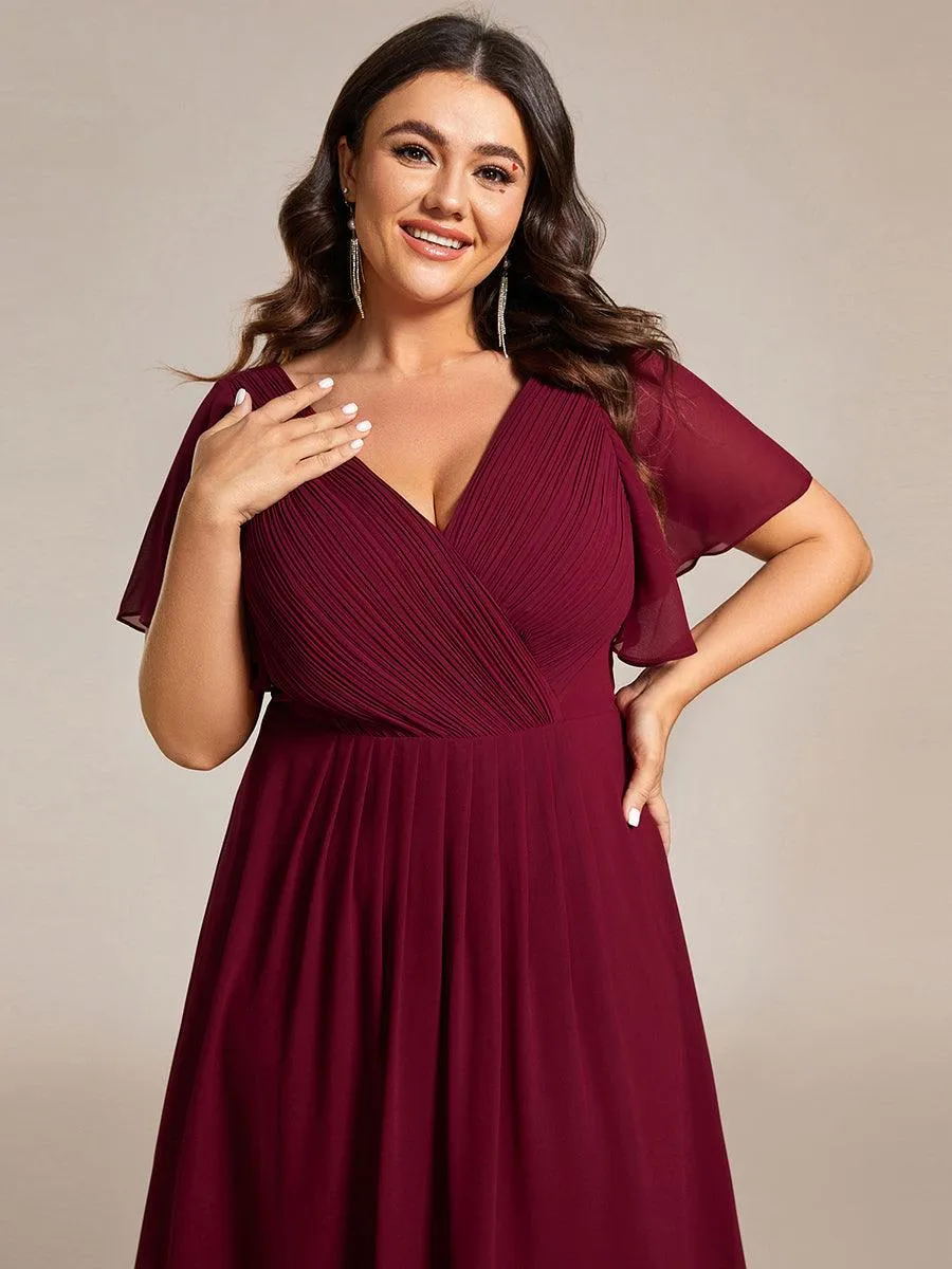 Taille personnalisée Robe d'invité de mariage chic à col en V