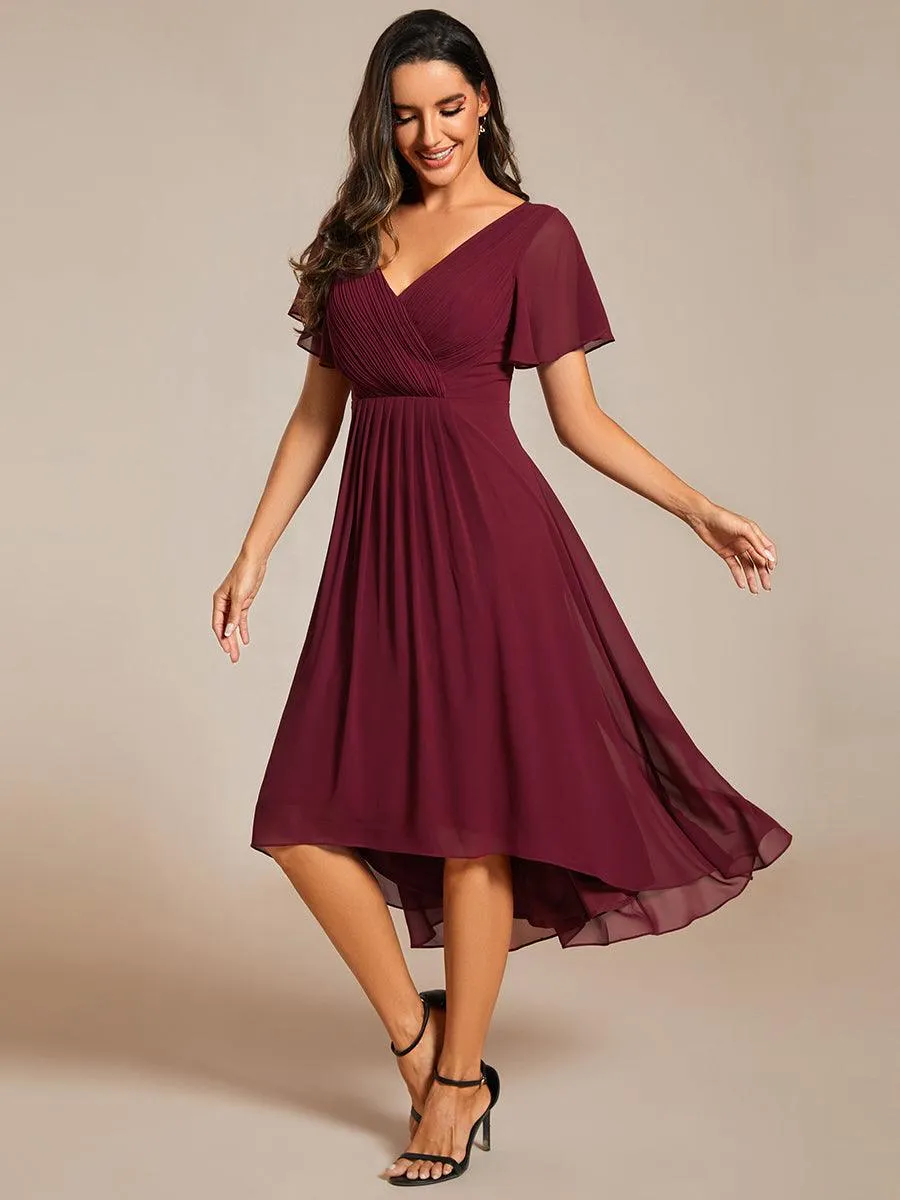 Taille personnalisée Robe d'invité de mariage chic à col en V