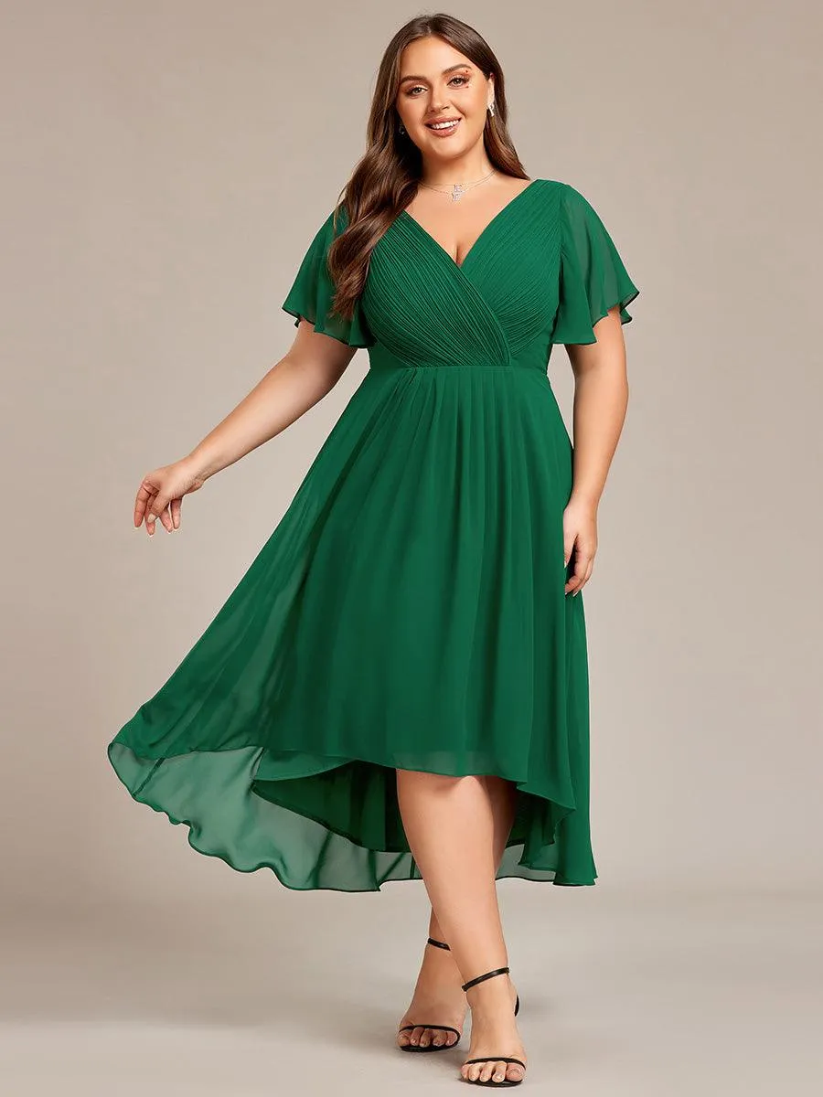 Taille personnalisée Robe d'invité de mariage chic à col en V