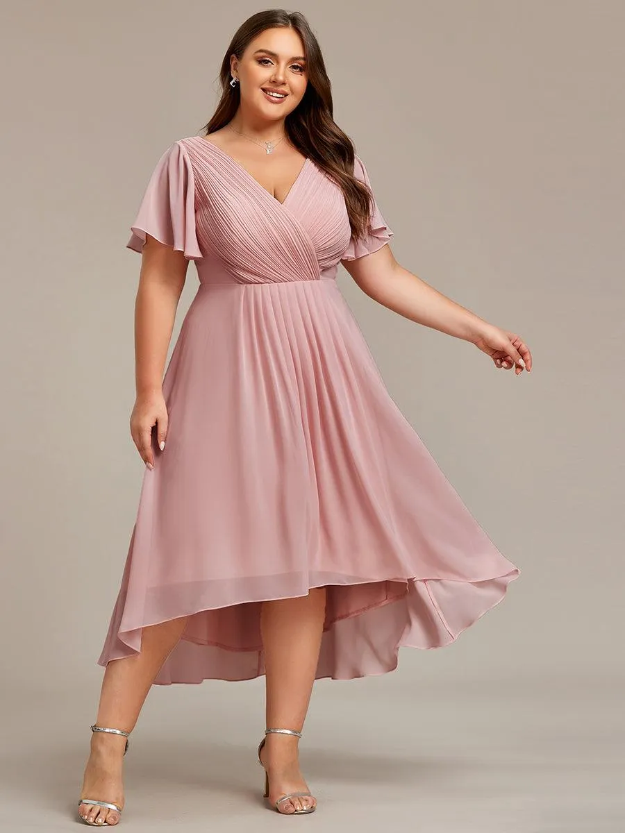 Taille personnalisée Robe d'invité de mariage chic à col en V