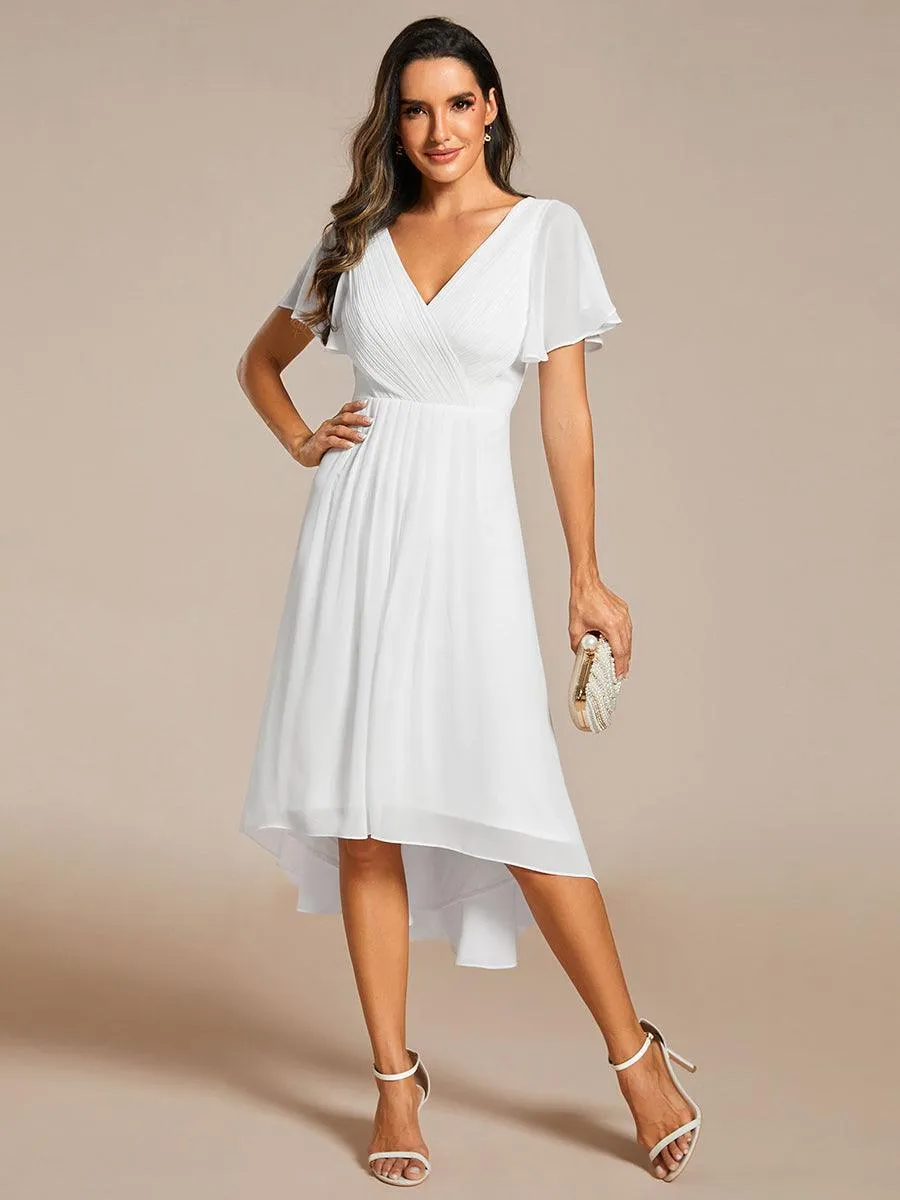 Taille personnalisée Robe d'invité de mariage chic à col en V