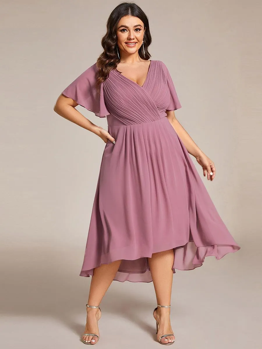 Taille personnalisée Robe d'invité de mariage chic à col en V
