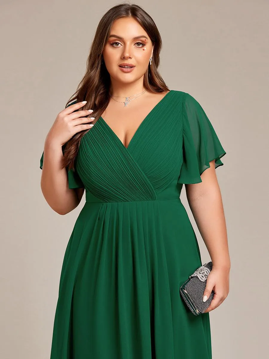 Taille personnalisée Robe d'invité de mariage chic à col en V