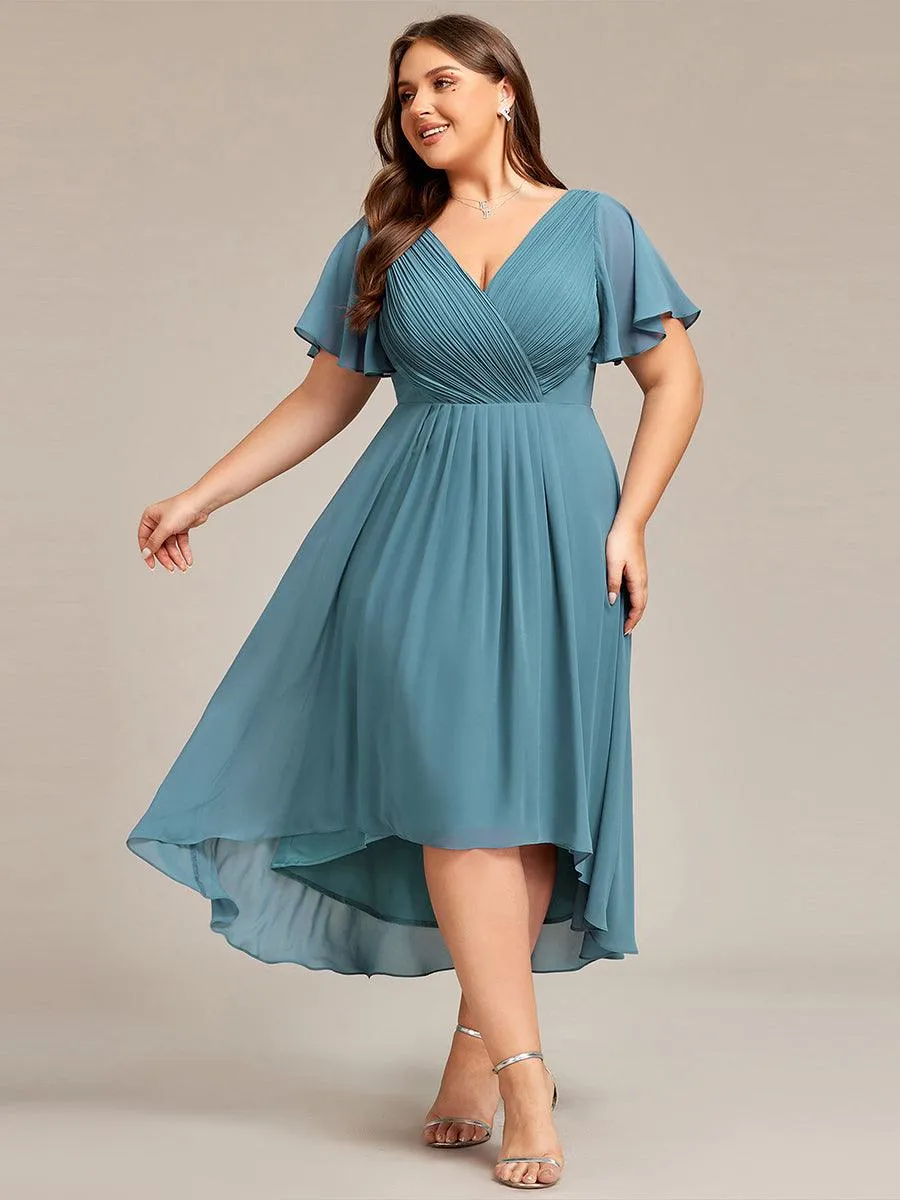 Taille personnalisée Robe d'invité de mariage chic à col en V