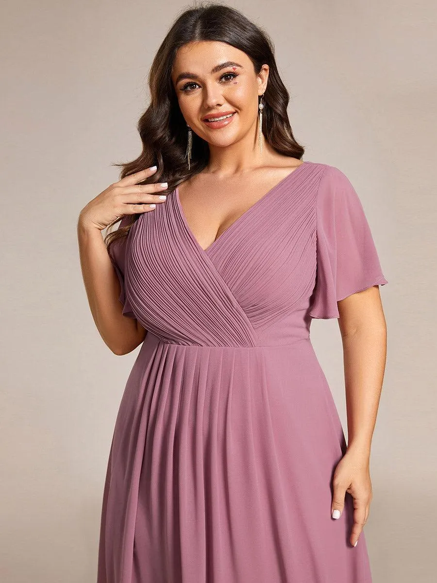 Taille personnalisée Robe d'invité de mariage chic à col en V