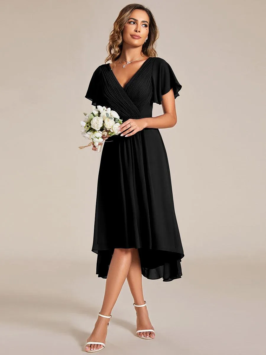 Taille personnalisée Robe d'invité de mariage chic à col en V