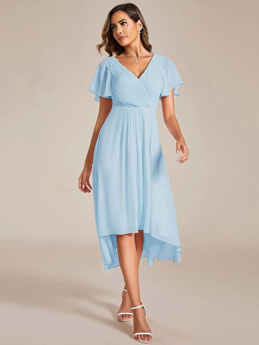 Taille personnalisée Robe d'invité de mariage chic à col en V