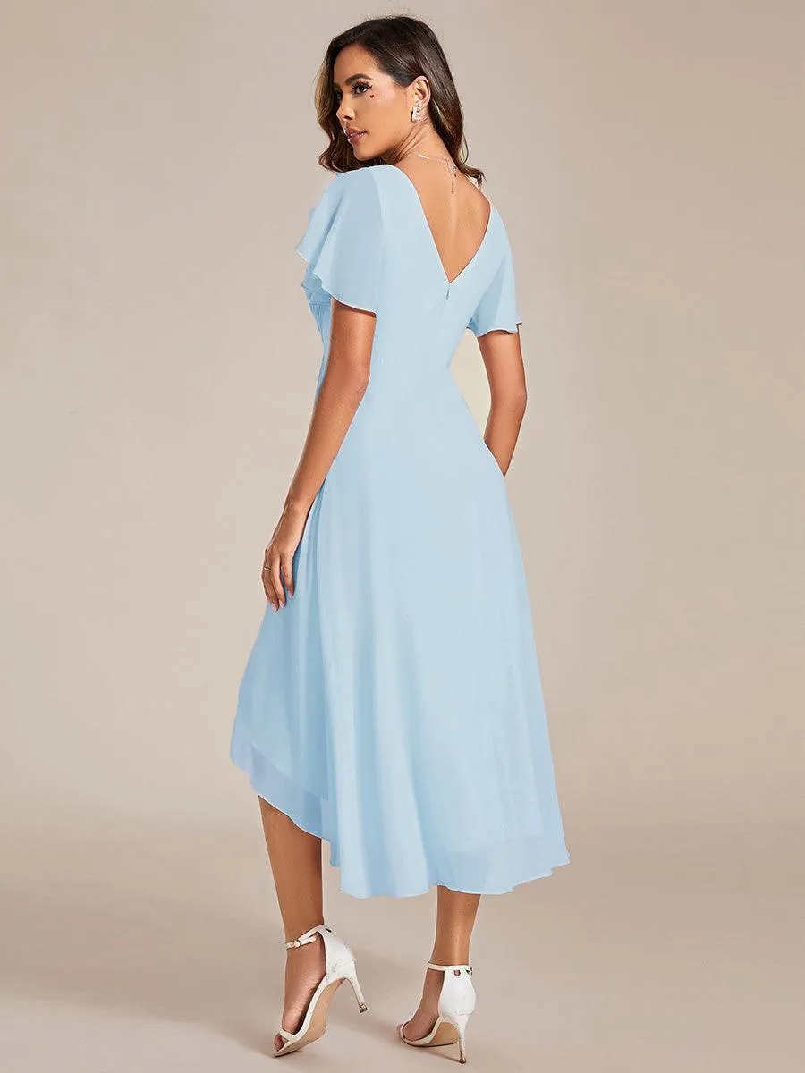 Taille personnalisée Robe d'invité de mariage chic à col en V