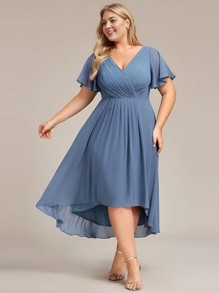 Taille personnalisée Robe d'invité de mariage chic à col en V