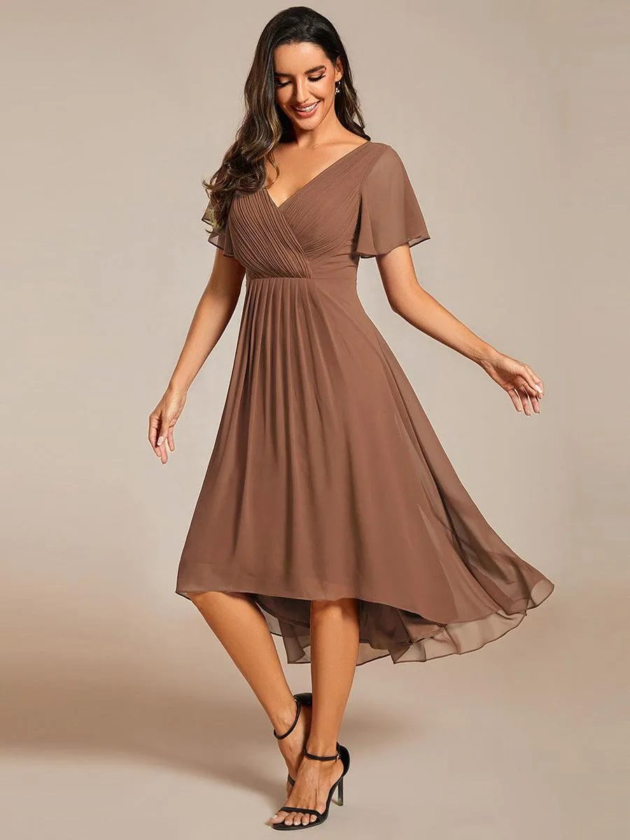 Taille personnalisée Robe d'invité de mariage chic à col en V