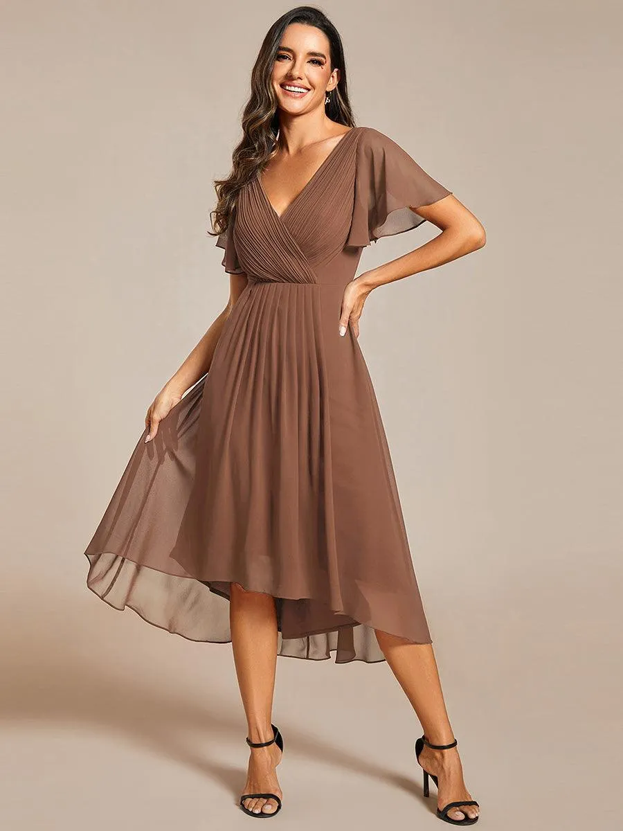 Taille personnalisée Robe d'invité de mariage chic à col en V