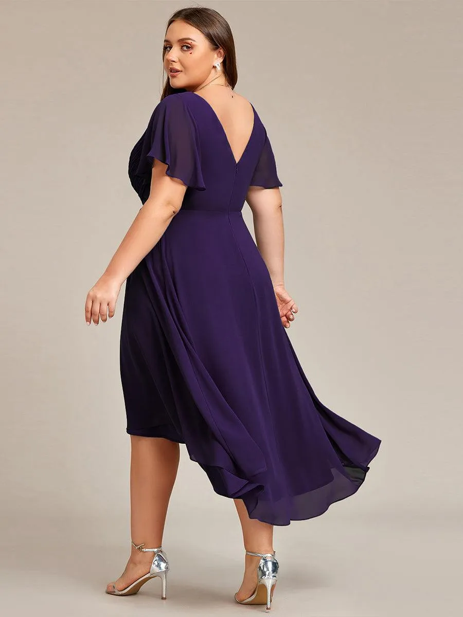 Taille personnalisée Robe d'invité de mariage chic à col en V