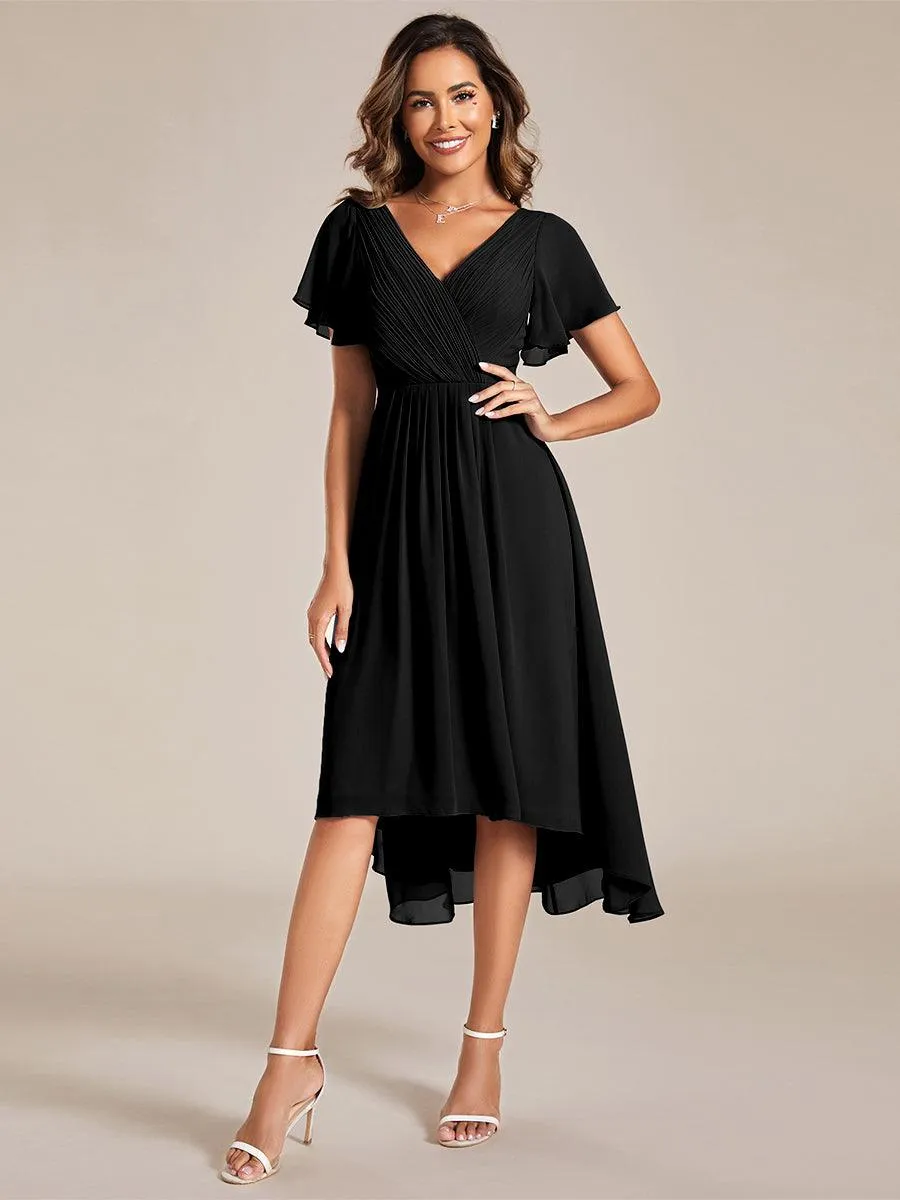 Taille personnalisée Robe d'invité de mariage chic à col en V