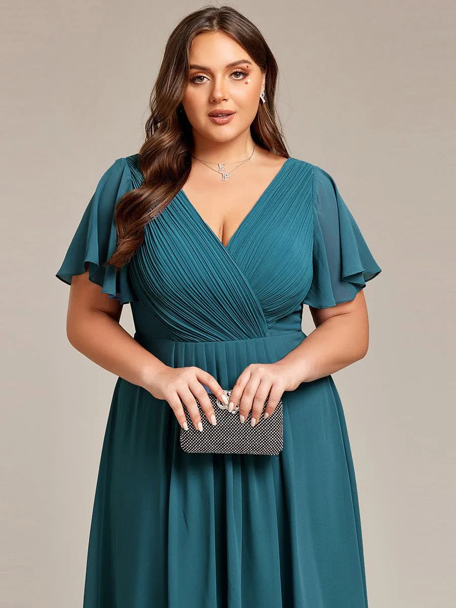 Taille personnalisée Robe d'invité de mariage chic à col en V