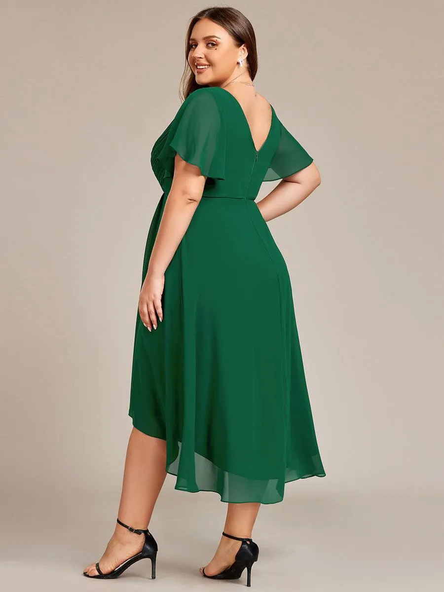 Taille personnalisée Robe d'invité de mariage chic à col en V