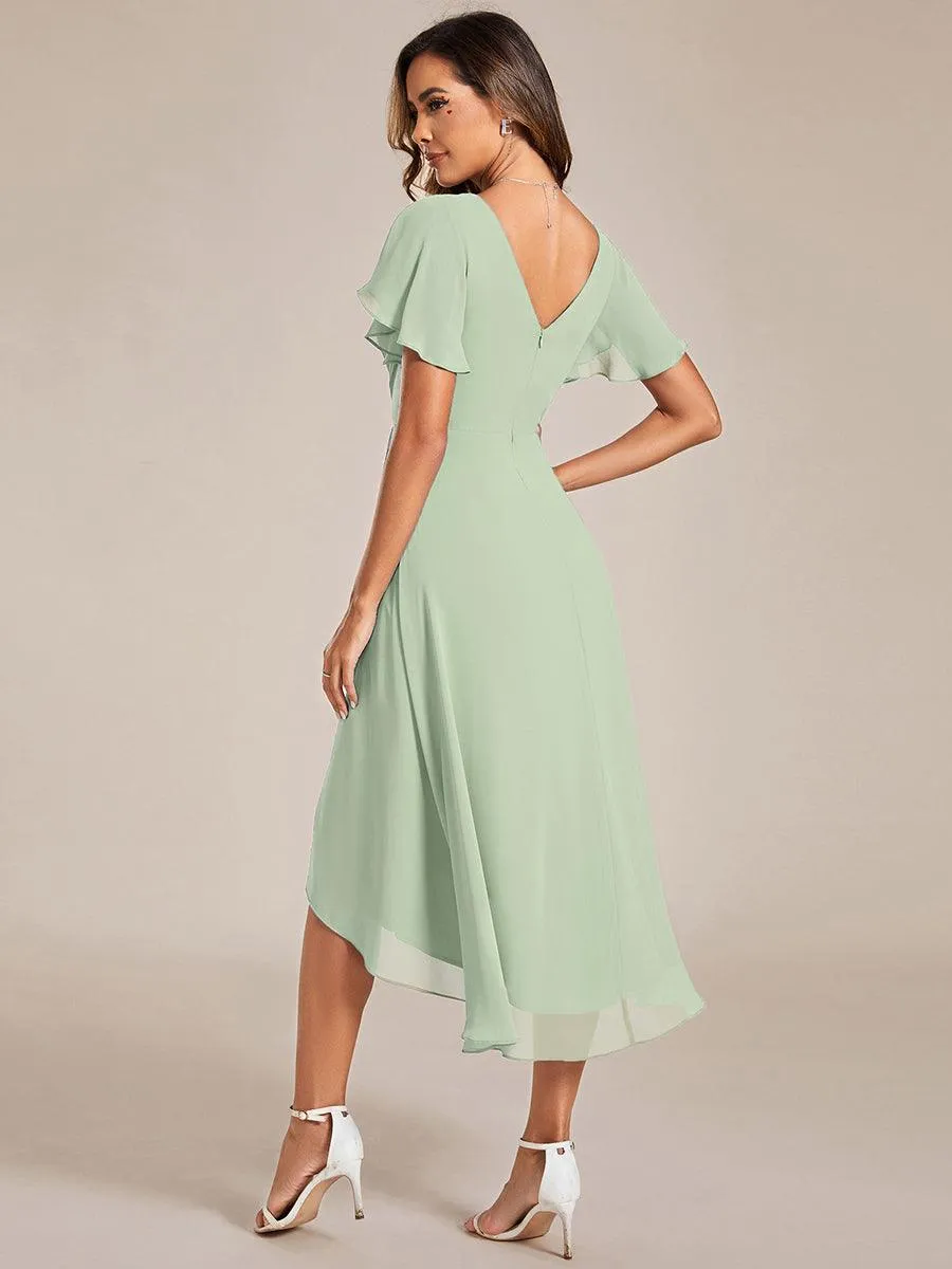 Taille personnalisée Robe d'invité de mariage chic à col en V