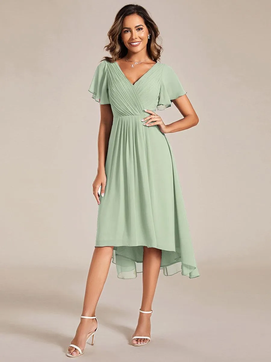 Taille personnalisée Robe d'invité de mariage chic à col en V
