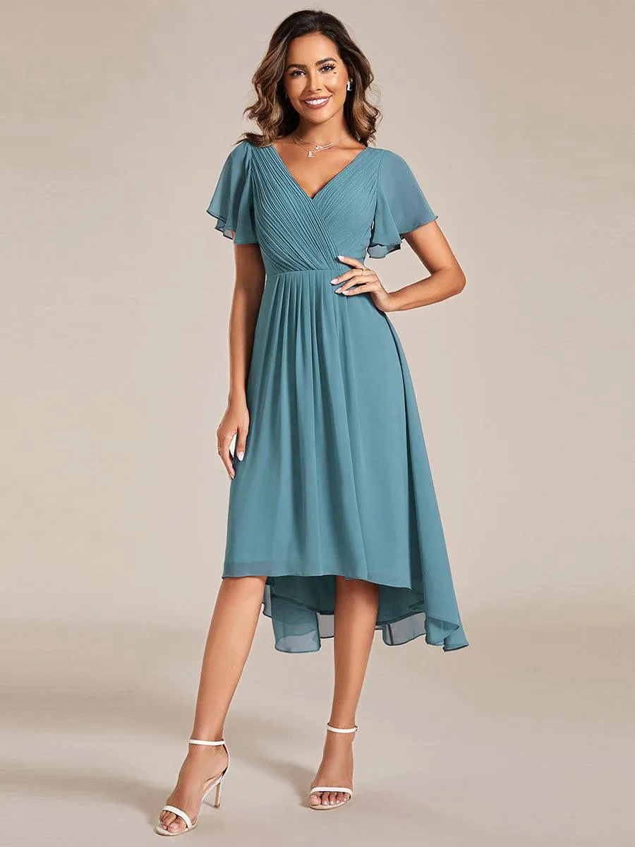 Taille personnalisée Robe d'invité de mariage chic à col en V