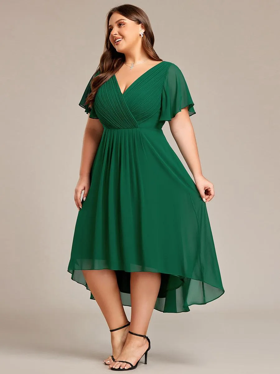 Taille personnalisée Robe d'invité de mariage chic à col en V