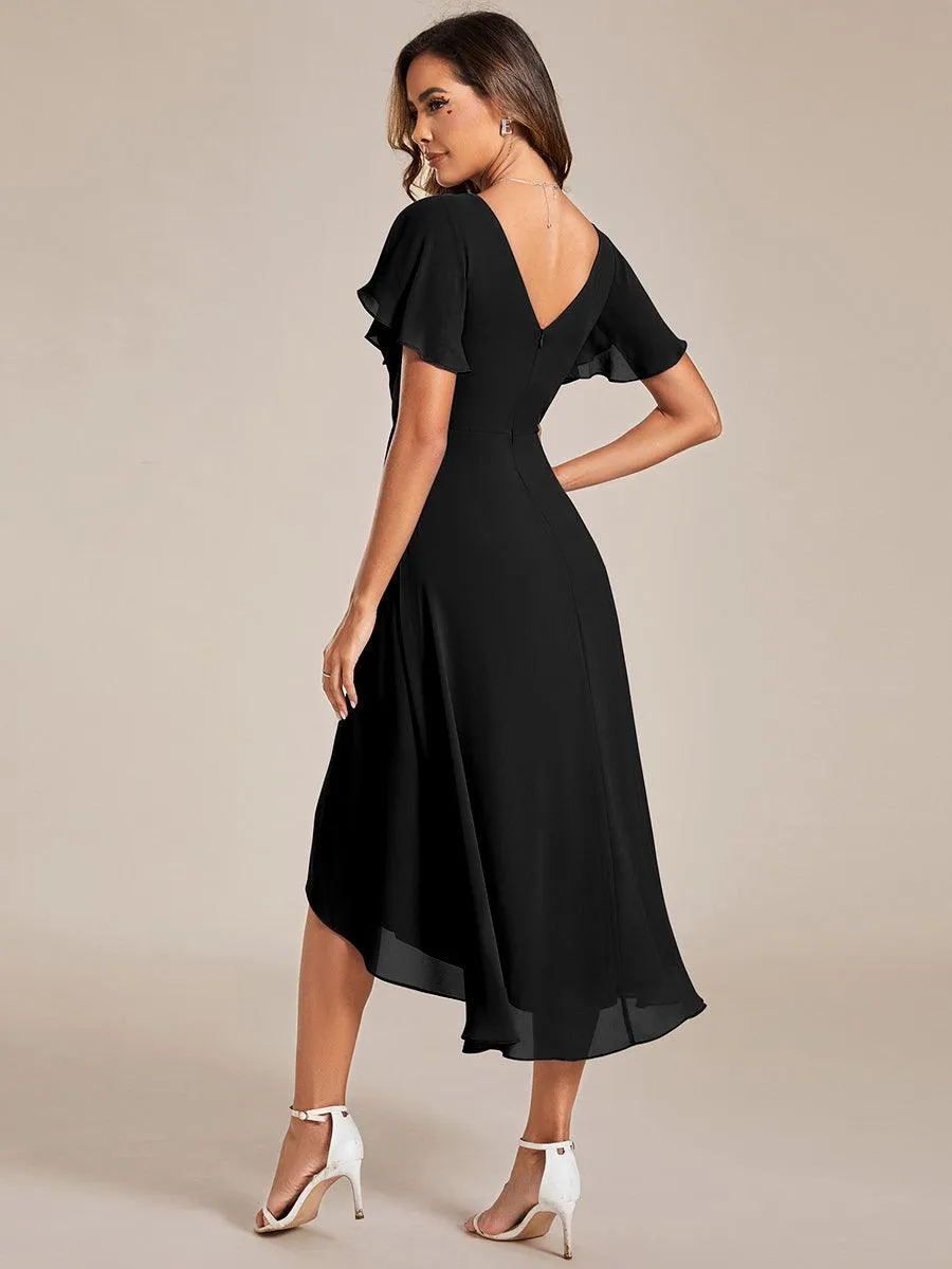 Taille personnalisée Robe d'invité de mariage chic à col en V